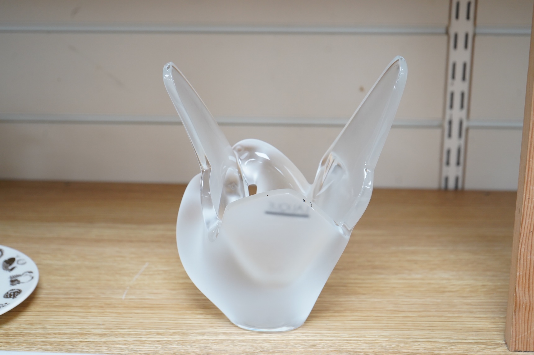 A modern Lalique frosted Sylvie Swan vase, signed to the base, 21cm high